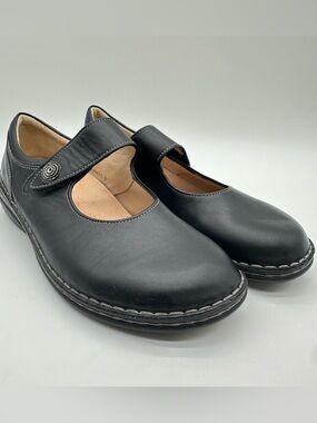 Finn Comfort Black Leather Mary Jane Flats